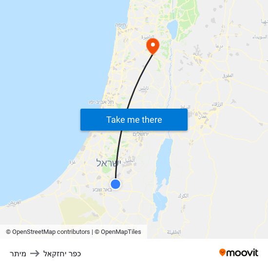 מיתר to כפר יחזקאל map