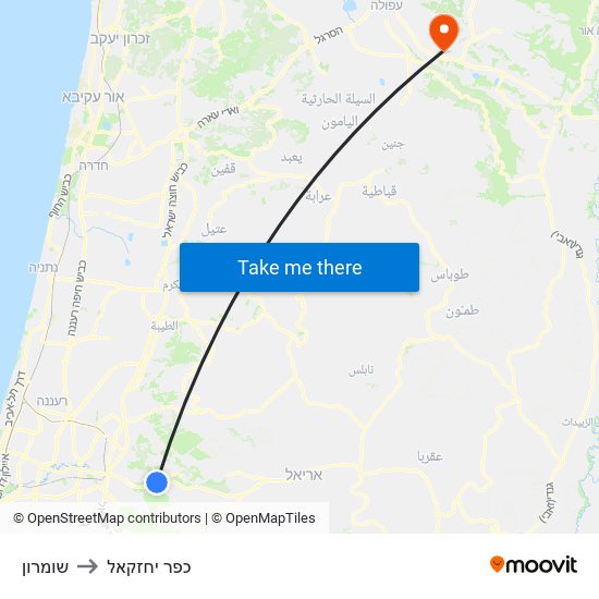 שומרון to כפר יחזקאל map