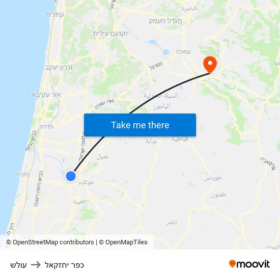 עולש to כפר יחזקאל map