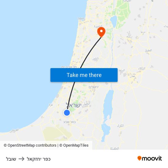 שובל to כפר יחזקאל map