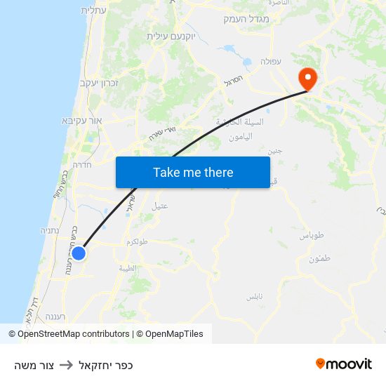 צור משה to כפר יחזקאל map