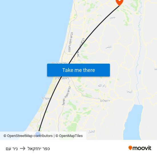 ניר עם to כפר יחזקאל map