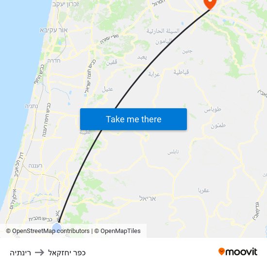 רינתיה to כפר יחזקאל map