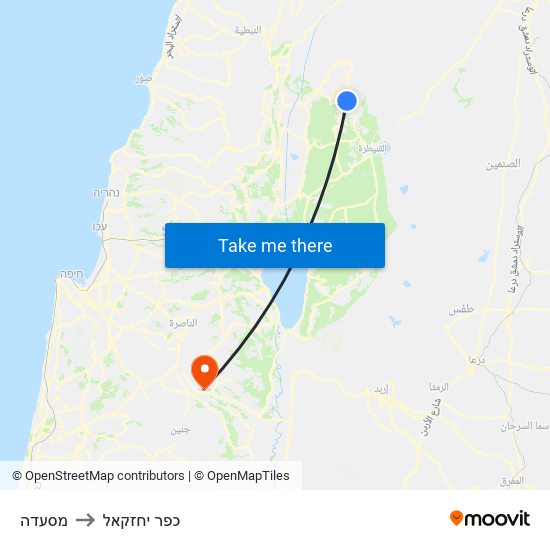 מסעדה to כפר יחזקאל map