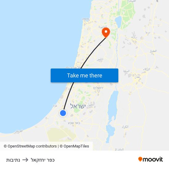 נתיבות to כפר יחזקאל map