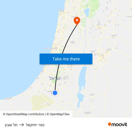 תל שבע to כפר יחזקאל map