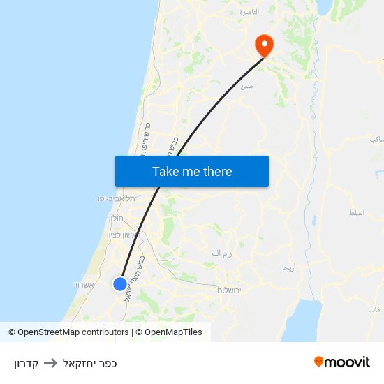 קדרון to כפר יחזקאל map