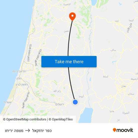 מצפה יריחו to כפר יחזקאל map