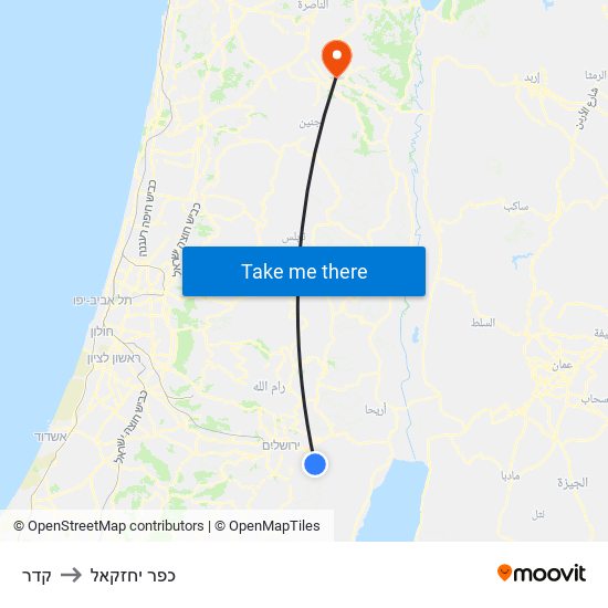 קדר to כפר יחזקאל map