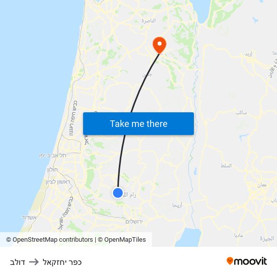 דולב to כפר יחזקאל map