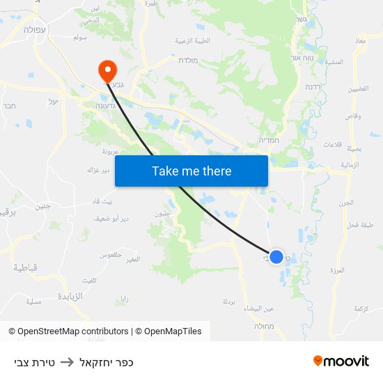 טירת צבי to כפר יחזקאל map