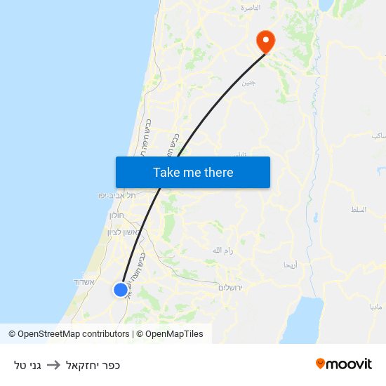 גני טל to כפר יחזקאל map