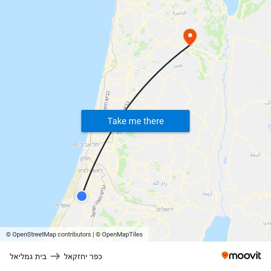 בית גמליאל to כפר יחזקאל map