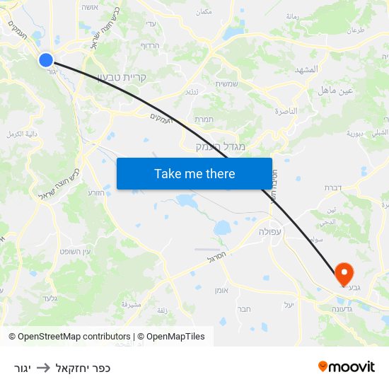 יגור to כפר יחזקאל map