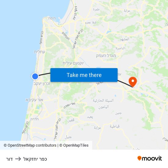 דור to כפר יחזקאל map