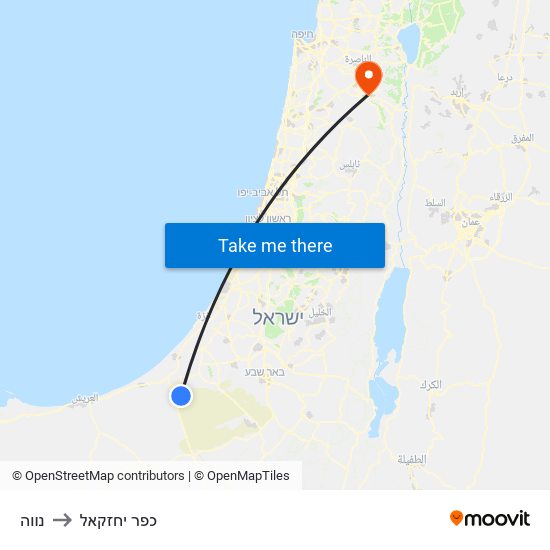 נווה to כפר יחזקאל map