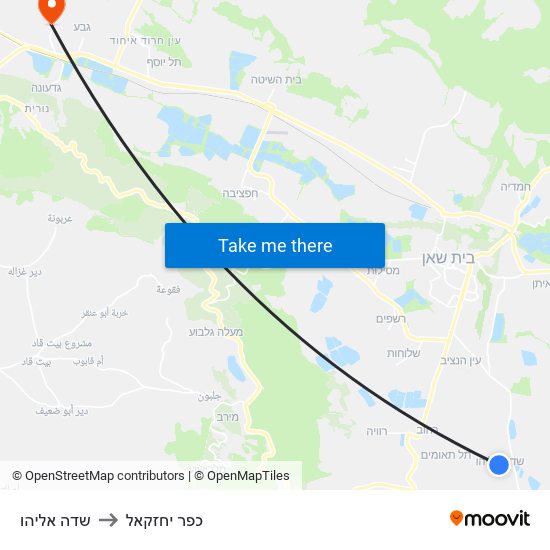 שדה אליהו to כפר יחזקאל map