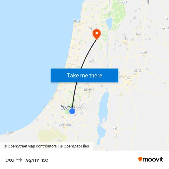 נטע to כפר יחזקאל map