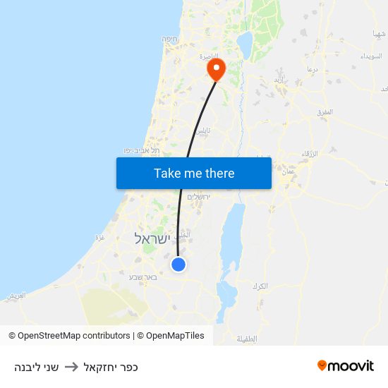 שני ליבנה to כפר יחזקאל map