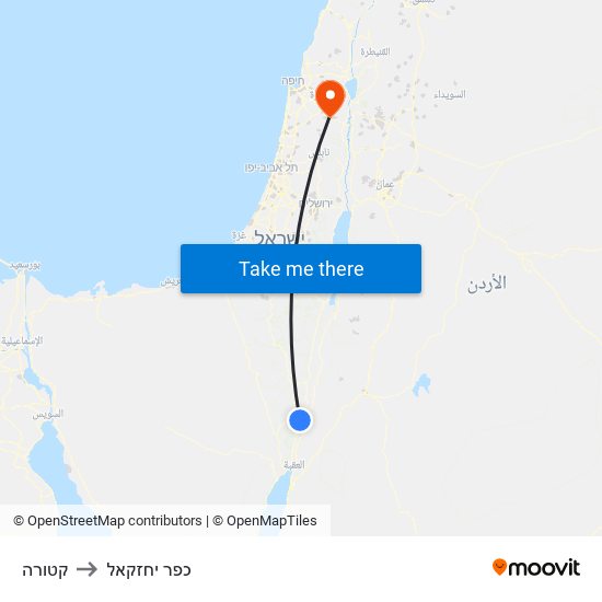 קטורה to כפר יחזקאל map