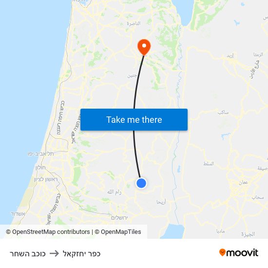 כוכב השחר to כפר יחזקאל map