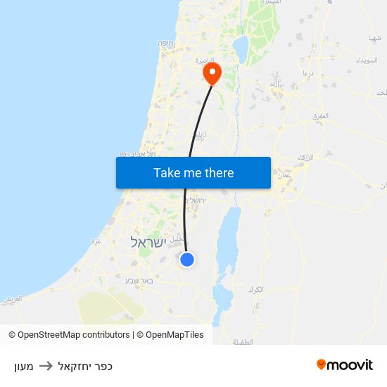 מעון to כפר יחזקאל map