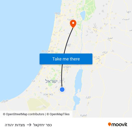 מצדות יהודה to כפר יחזקאל map