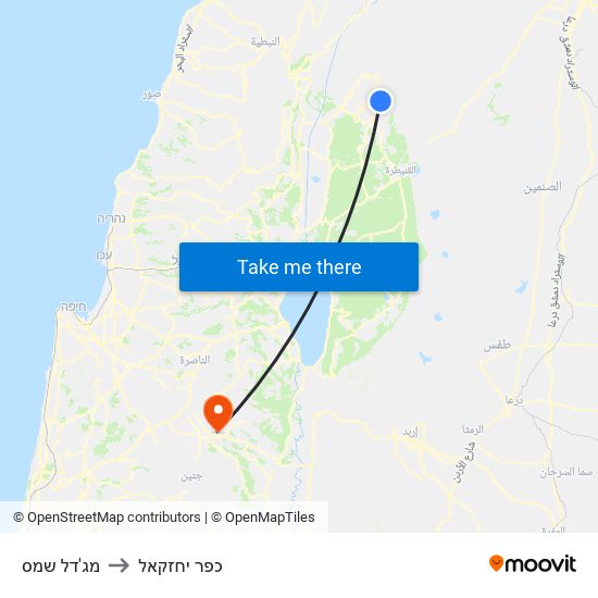 מג'דל שמס to כפר יחזקאל map