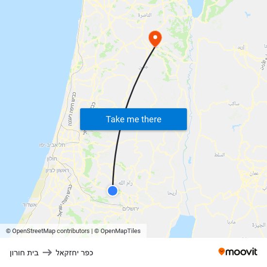 בית חורון to כפר יחזקאל map