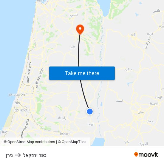 נירן to כפר יחזקאל map