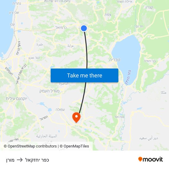 מורן to כפר יחזקאל map