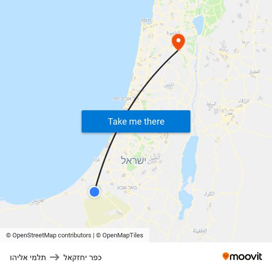 תלמי אליהו to כפר יחזקאל map