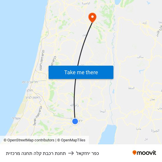 תחנת רכבת קלה תחנה מרכזית to כפר יחזקאל map