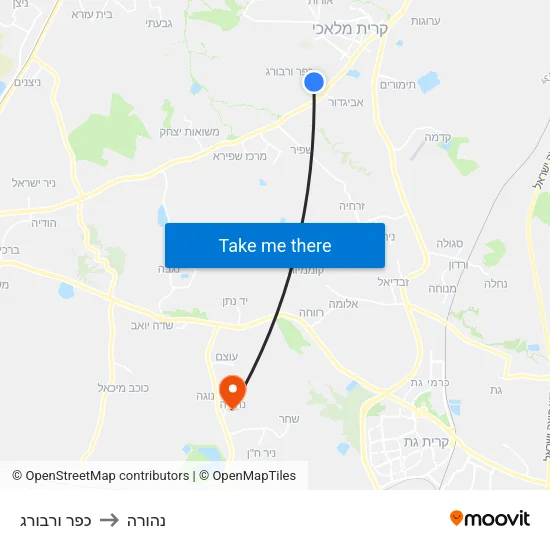 כפר ורבורג to נהורה map