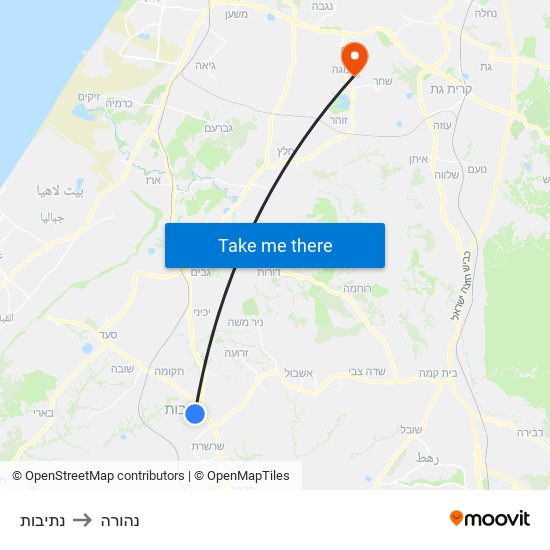 נתיבות to נהורה map