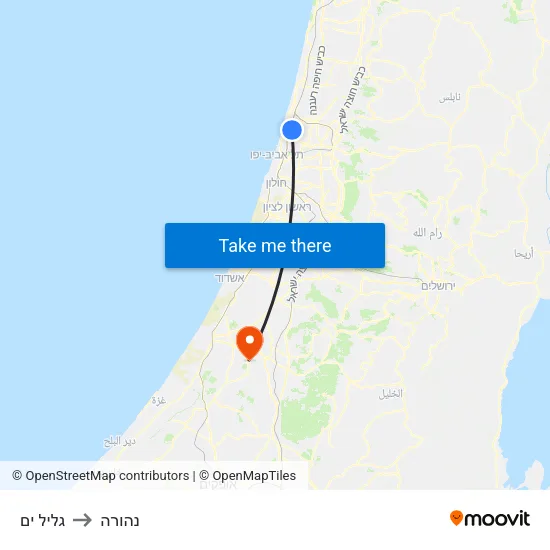 גליל ים to נהורה map