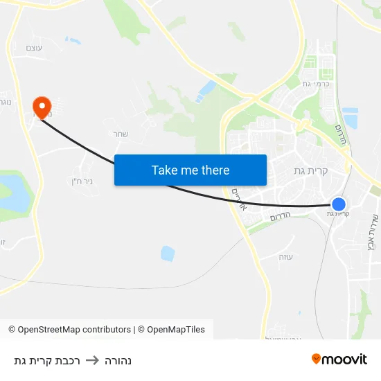 רכבת קרית גת to נהורה map