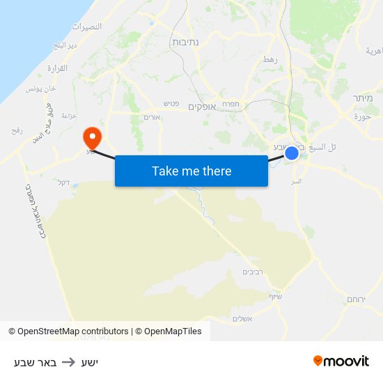 באר שבע to ישע map