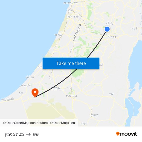 מטה בנימין to ישע map