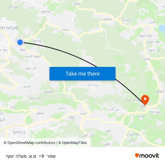 מ.א. מעלה יוסף to שפר map