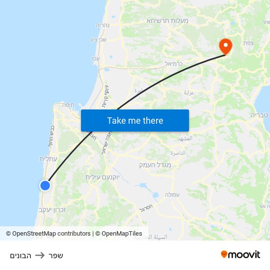 הבונים to שפר map