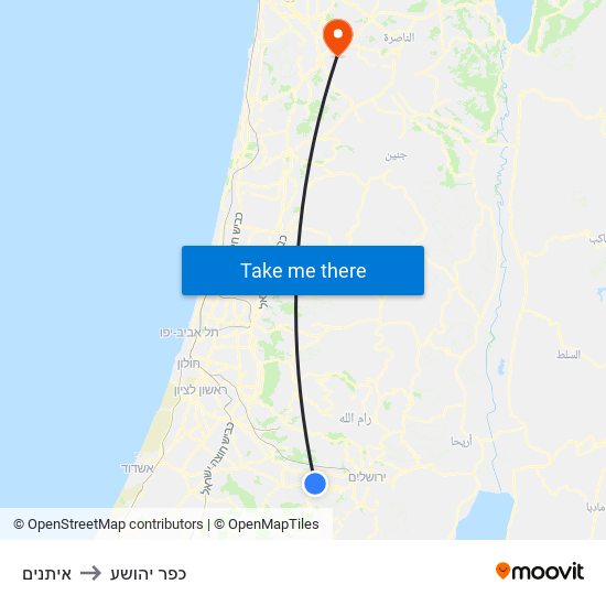 איתנים to כפר יהושע map