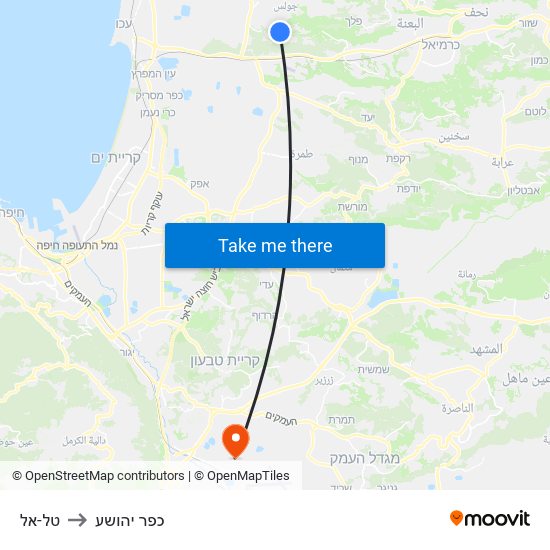 טל-אל to כפר יהושע map