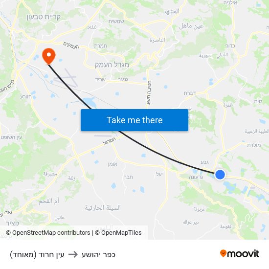 עין חרוד (מאוחד) to כפר יהושע map