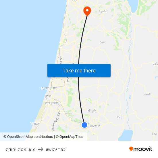 מ.א. מטה יהודה to כפר יהושע map