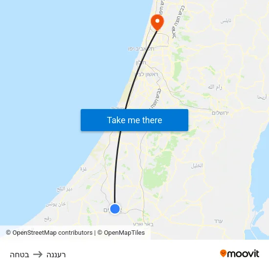בטחה to רעננה map