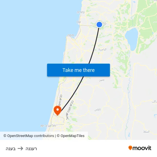 בענה to רעננה map