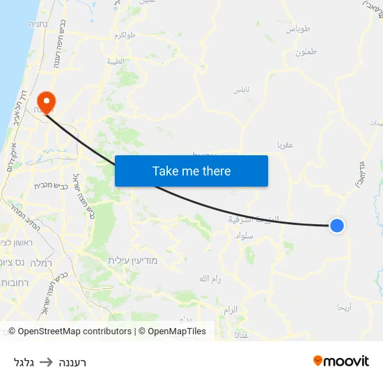 גלגל to רעננה map
