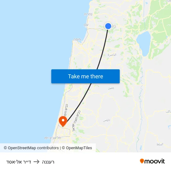 דייר אל-אסד to רעננה map