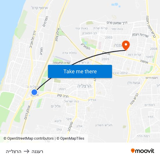 הרצלייה to רעננה map